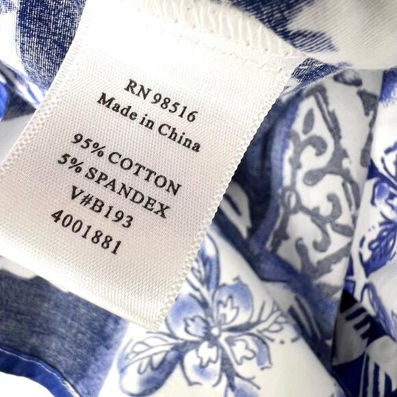 Coldwater Creek PXL Petite XL 18 Blue White Stretchy Blouse Shirt Top Nautical - Picture 7 of 8